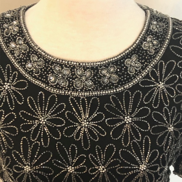 Vintage 'Dress Me Up' Black/Silver Party-Top - Picture 3 of 14